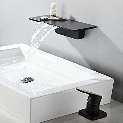 WODMB водопади тапа со мат црно wallид монтиран бања када тапа голема полица платформа за басен миксер за вода одвоен инсталатор