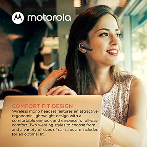 Motorola Bluetooth Earpiece HK500 во уво безжични моно слушалки со MIC за јасни телефонски повици - Паметна контрола на допир/глас, микрофон