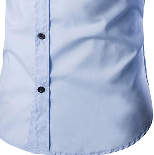 Машка тенок моден случајна кошула лапел со долги ракави карирани копче надолу кошули со кошула без брчки