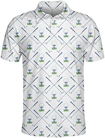 Смешни голф -маици за мажи за мажи, ладни поло маици кратки ракави за голфери, хавајски поло кошули голф печати за мажи S23031