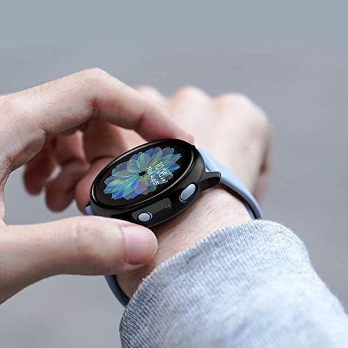 Компатибилен за Samsung Galaxy Watch Active 2 Case 40mm со вграден заштитник на екран на стакло, ултра тенок мат тврд компјутер заштитен