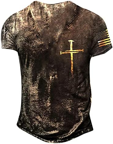 Хенли кошули за мажи, машка маица гроздобер тактички маици графички печатење кошула воени кошули краток ракав