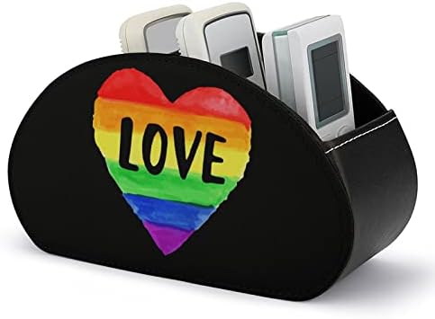 Love Heart Heart LGBT гордоста ТВ далечински управувачи за шминка организатор кутија PU кожа складирање на домашна продавница Caddy Store со 5