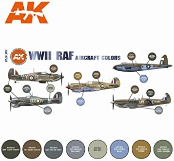 АКРИКИ АКРИЛИЦИ 3GEN Авион поставени AK11723 WWII RAF Aircraft Colors Set 3G