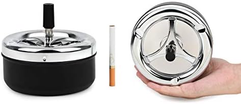 Тркалезен притисок надолу од пепелникот со лента за вртење Метална цигара од цигари, голема 5,2 инчи домашна пепелник за надворешно внатрешен