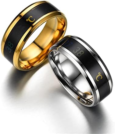 Womenенски прстен модна температура двојка прстен мажи не'рѓосувачки челик титаниум паметен температура промена во боја венчален