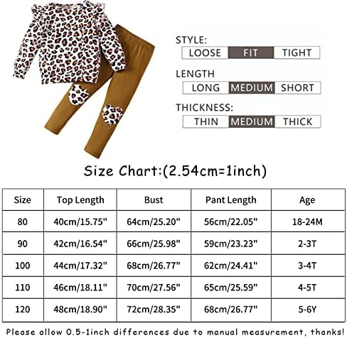 Детето бебе девојче есен за зимска маичка облека, рафле леопард долги ракави врвови со пантолона облека од 2 парчиња облека од 2 парчиња облека