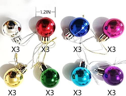 Норуов 24 пакуваат повеќебојни мини сјајни топка сет од 8 минијатурни божиќни украси во боја