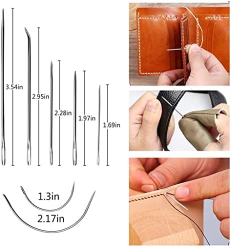 SDFGH кожен занаетчиски комплет за занаетчиски и материјали за кожна конец, игли за шиење, AWL, ножици, додатоци за кожа од кожа