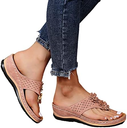 Xipcokm влечка за жени, женски летен сандал со лак поддршка удобно цветно клип-клип, апостолки