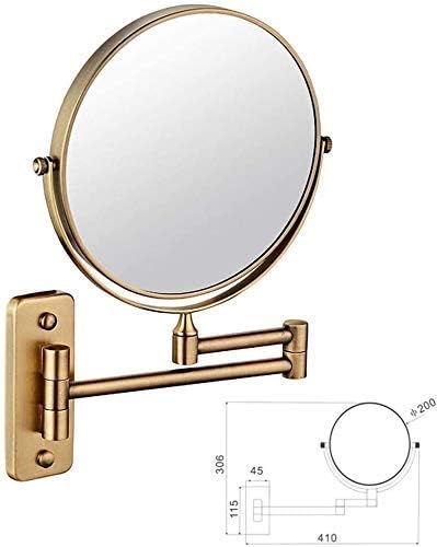 Огледало за шминка за шминка Заах, 8-инчен двострано огледало за вртење на wallидот, проширување на козметичкото бричење на бањата