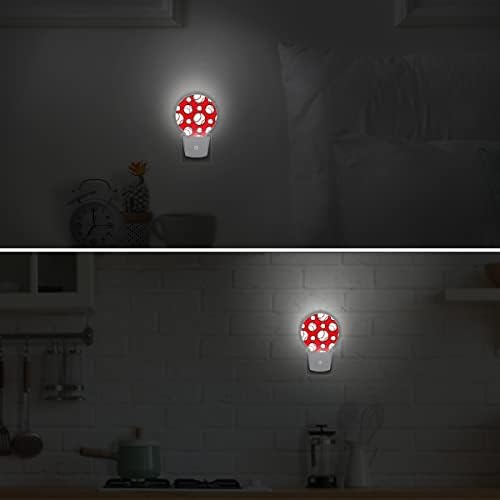 DXTKWL Sport Ball Baseball Model Round Night Lights 2 Pack, Baseball Print Plug-in LED Night Lights Auto Dusk to Dawn Sensor