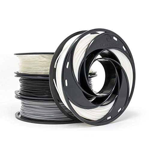 Gizmo Dorks ABS FILAMENT за 3Д печатачи 3mm 200g, 4 пакет во боја - црна, сива, транспарентна, бела боја