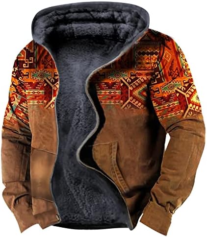 Јакни за мажи, мажи Худи зип зимска наредена џемпер со тешка категорија густа топла руно јакна, зимски палта за мажи