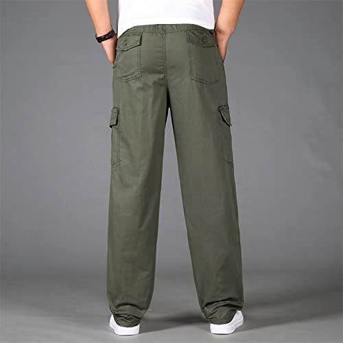 Miashui топла куќа мажи лабава памук плус џеб цврсти еластични панталони за половината, целокупни панталони јуниори панталони