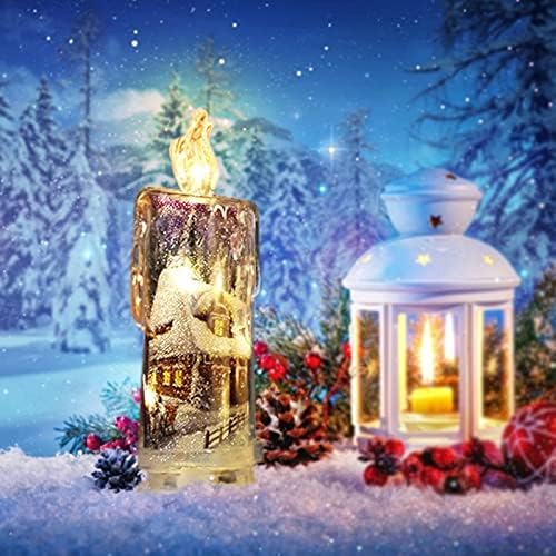 Божиќни украси за запалени свеќи, LED електронски бел вистински восок топло светло столб, свеќи за Божиќна забава за украсување на