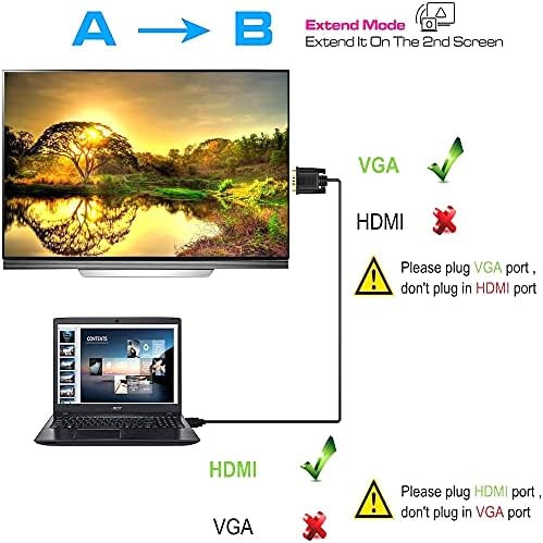 HDMI до VGA кабел, Sireg 1080p HDMI до VGA HD-15 пински адаптери, компатибилен со компјутер, десктоп, лаптоп, компјутер, монитор,