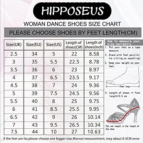Hipposeus женски танцувачки чизми затворени пети во салата за латински салса изведба на глуждот танцувачки чевли