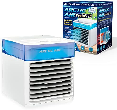 Arctic Air Pure Chill 2.0 Испарувачки ладилник за воздух од онтел и џеб ладилник за личен воздух од Онтел - моќен 3 -брзински, лесен, преносен, безжичен, вентилатор за лично ладе?