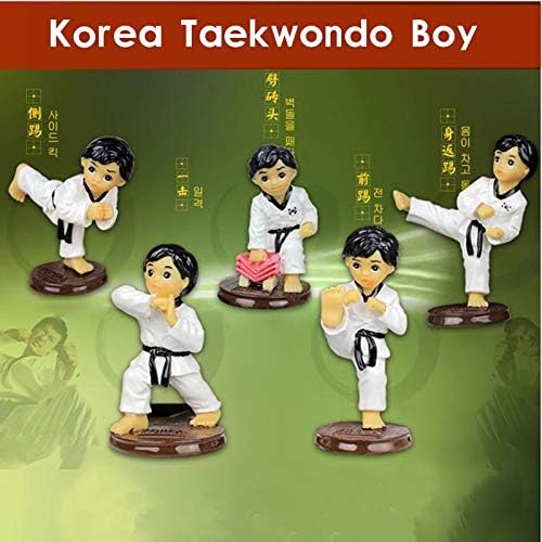 Замтак 5 парчиња/постави Кореја таеквондо момчиња фигури кукли за декорација на домови, домашен украс тае Квон направи статуи