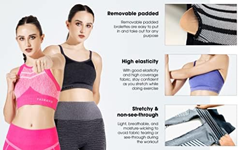 Fasmavie Women's Leansled Redication постави меки затегнати воздушни не-видени полиамид активна облека за теретана јога тркачки бек