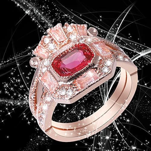 2023 Нов накит прстен круг циркон за жени накит црвен прстен светла моден камен ангажиран прстен прстен молци