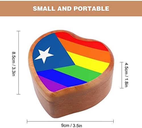 Геј горд знаме Порто Рико пошумени музички кутии гроздобер врежана срцева музичка кутија подарок за Божиќ роденден на годишнината од вineубените