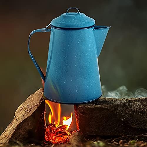 Котел на кафе Cinsa Enamelware - 2 -кварти / 8 чаши - Кампување најважни - топла вода за кафе и чај - лесна и отпорна