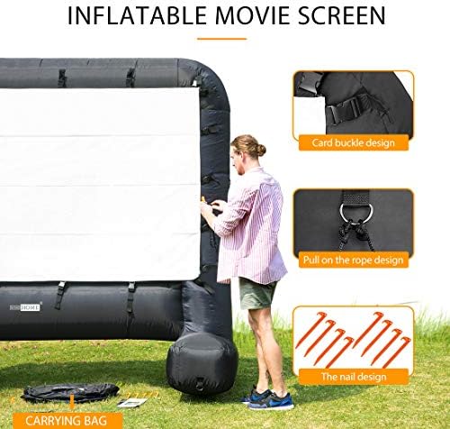 Vivohome 16 стапки надувување на надувување на мега филмски проектор екран со торба за носење и 4ft висина на надувување велигденски зајаче