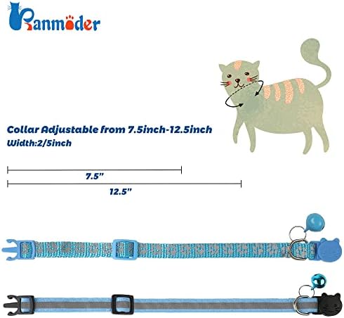 BANMODER 2 Пакет Рефлектирачки Мачка Јака Отцепи Со Ѕвонче, Персоналните Маче Јаки, Прилагодливи Безбедност Тока Јака За Машки