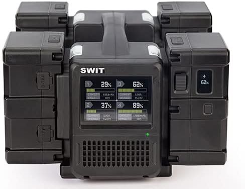 SWIT PC-P461B 4X100W Супер брз полнач за б-монтирање, 4-CH Симултан 33,6V/3A 100W Супер брзо полнење Б монтирање по полнач со 3,5-инчен