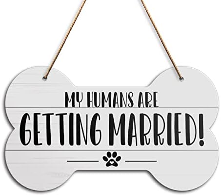 Моите луѓе се венчаат, свадбена облека за кучиња, знак за дрво, свадба за свадби за кучиња, фото -знак, знак за свадби за венчавки