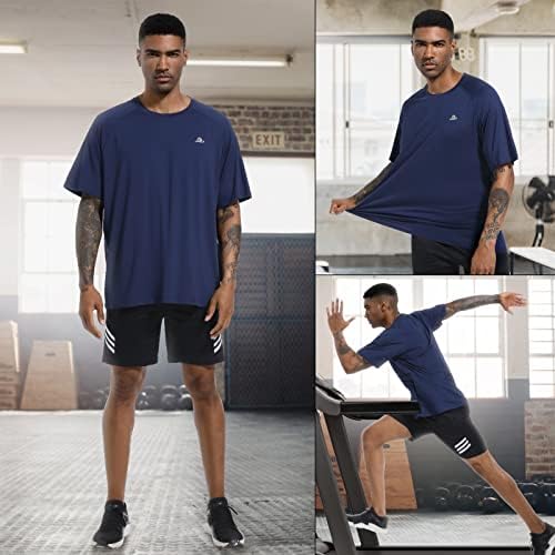 Драхомпа 5 пакувања кошули за тренингот за мажи, брза сув екипаж спортски маици, атлетски теретани за теретани за кратки ракави со кратки
