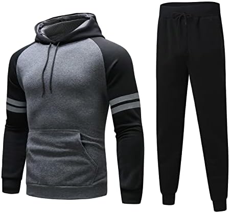Машка есен и зимски дводелни спортски костуми и рекреација во боја, џемпер и панталони што ги блокираат мажите 3 парчиња