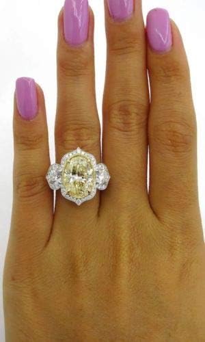 Shини Продавница Плескав овален жолт агтрински прстен бел топаз жени свадбени накит 925 сребро