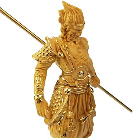 Замтац златен мајмун крал вметнато злато дрво статуа Сонце Вуконг Кина подарок кукла фигура дома украси врежани wallидни декори -