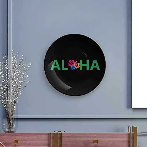 Алоха Хавајски цвет персонализирана коска Кина Прилагодени керамички декоративни плочи Домашна тркалезна плоча со држач за приказ 7инч