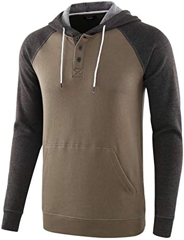 Обичен долг ракав на машка машка маичка Хенли плетена руно активна спортска качулка пуловер
