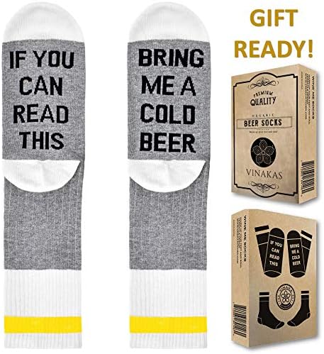 Подароци за смешни чорапи на Винакас за мажи - смешни чорапи ако можете да го прочитате ова, донесете ми подарок - не лизгање, удобна мешавина од памук