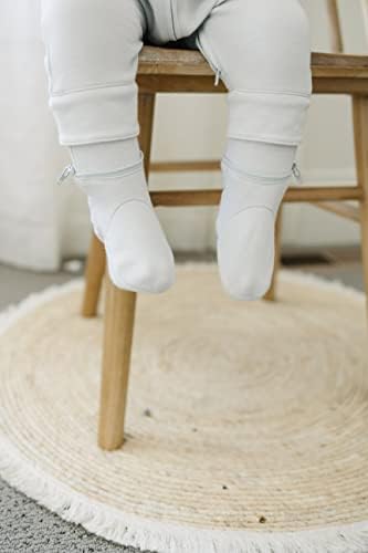 Бебешки нозе пижама органски памук со долг ракав со должина пред должина предниот патент
