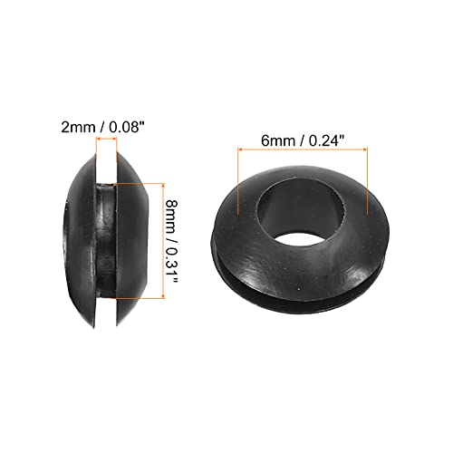 Флексибилен приклучок за гума од гума од гума - 8 мм монтиран DIA / црна / 100 парчиња