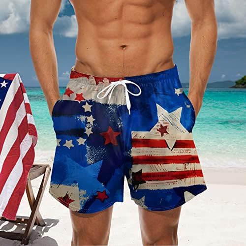 Американски шорцеви со знаме на HSSDH за мажи, машко американско знаме за пливање Смешно 4 -ти јули патриотски плажа од табла