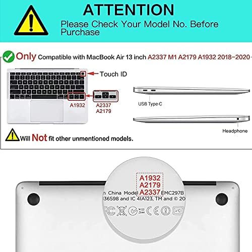 Иледон за MacBook Air 13 Inch Case 2022 2021 2020 2019 2018 Објавување модел A2337 M1 A2179 A1932, Пластична тврда обвивка за тастатура на