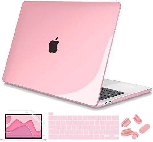 Mektron Case for MacBook Pro 13 Inch 2021 2020 M1 A2338 A2289 A2251 со лента за допир и лична карта, пластична кристална тврда обвивка
