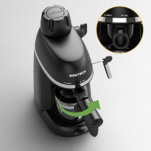 Sowtech Espresso Cafe Machine Cappuccino Latte Maker 3.5 bar 1-4 чаша со парно млеко фротер црно