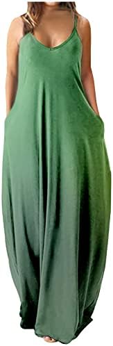 Ruziyoog летен макси фустан за жени плус големина шпагети ленти печати проточни долги фустани тенок вклопат ракави без ракави фу фустан