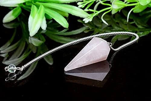 Crocon Rose Quartz Cryting Crystal Pendulum for Downing Divination 6 Facecated Issected Reiki Quartz Witch Wicca Dounging Balancing Duplation