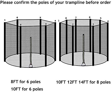 Зојмон Трамплин 10ft 12ft 14ft Заменска безбедност за безбедност на мрежата за 6/8 права столбови Трамоки на рамки Трамолини