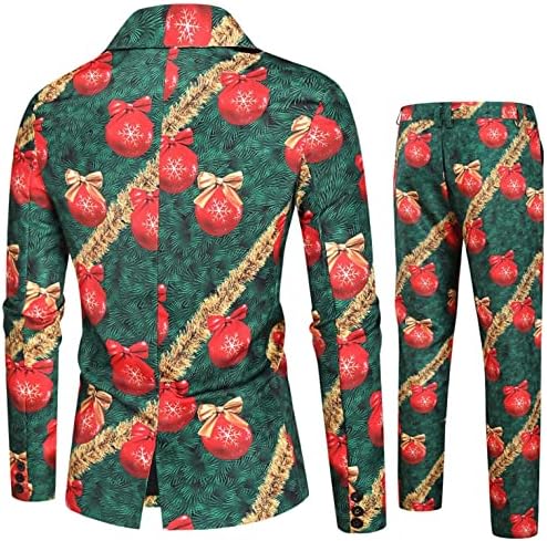 Акимпе мажи 2 парчиња облека за печатени костуми за Божиќ, врвови од јакна од 1 парчиња лапчиња + 1 парчиња долги панталони модни