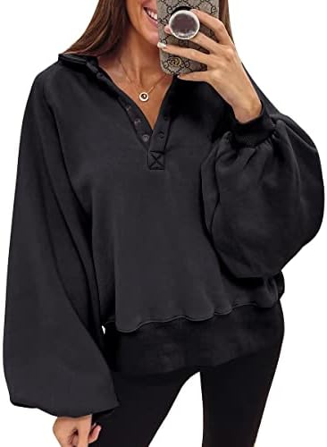Трендовски кралица женски џемпери есенска облека 2022 Фенер на ракав капка рамо на рамото пулвер дуксери копче мода y2k облеки